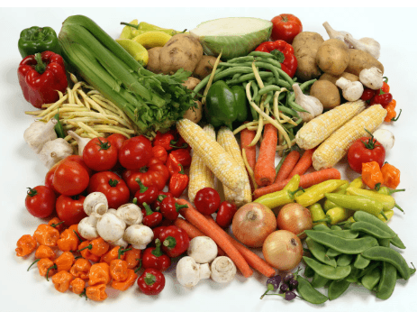 Fresh vegetables and leaves